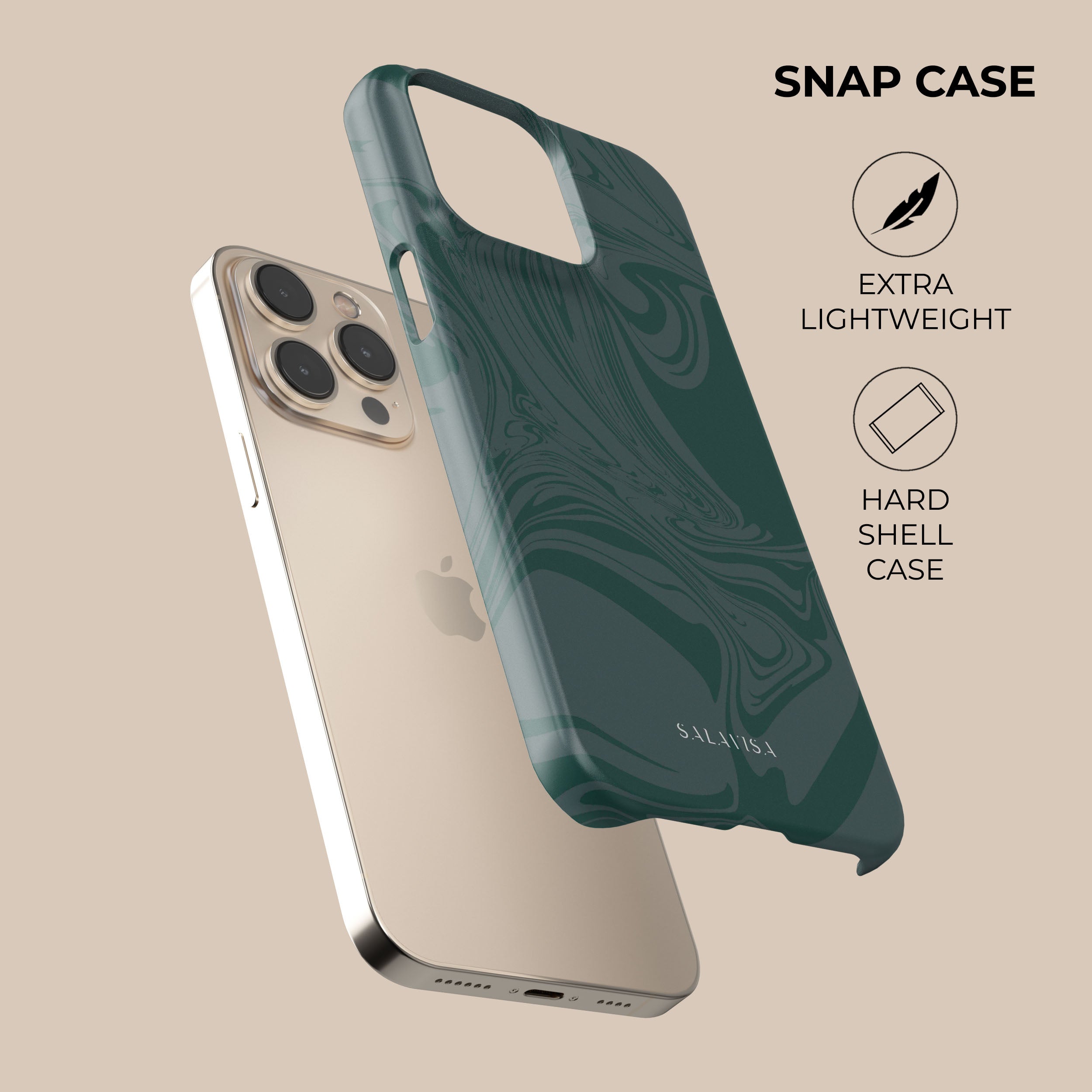 Dark Green Swirl Phone Case for iPhone 15 Pro Max - Durable Protective Cover with Unique Marble Design | Perfect for Everyday Use, Travel & Outdoor Activities