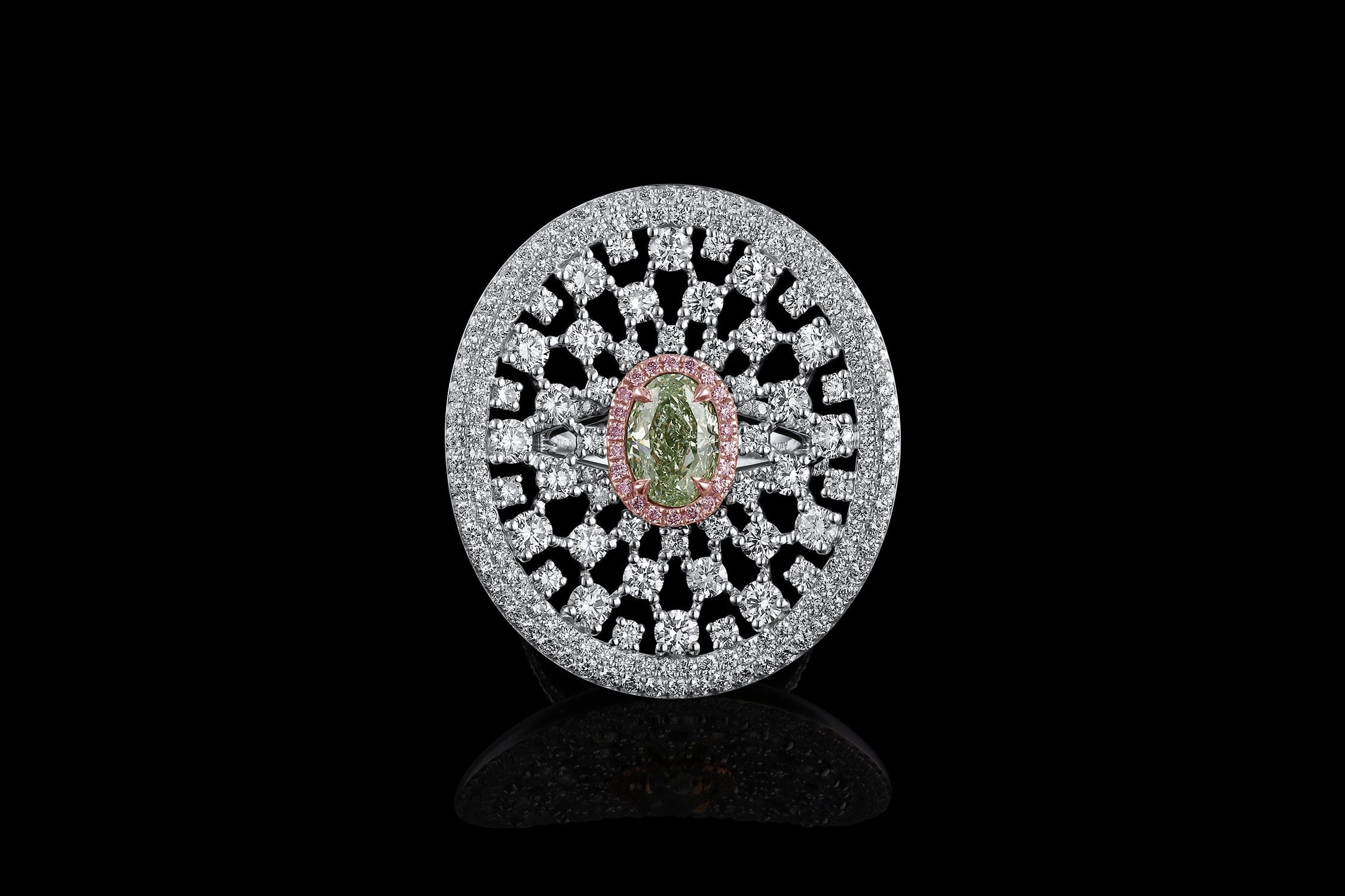 18K White Gold 1.96ct Fancy Green Diamond Cocktail Ring - GIA Certified Elegant Jewelry for Women, Perfect for Parties, Weddings & Special Occasions