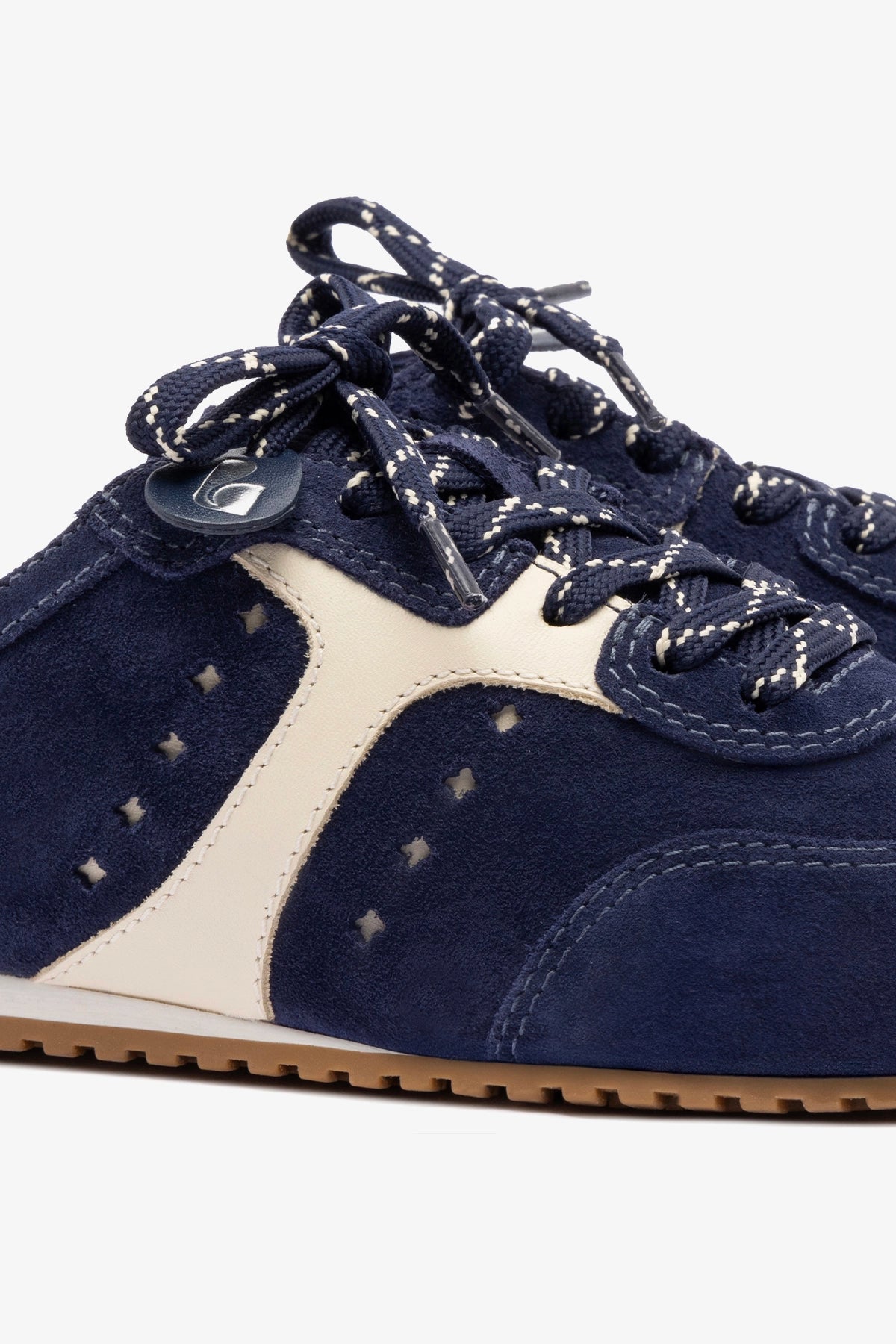 Stella Navy Suede & Ivory Leather Sneaker Mules - Comfortable Slip-On Shoes for Women, Perfect for Casual Wear, Running Errands & Travel