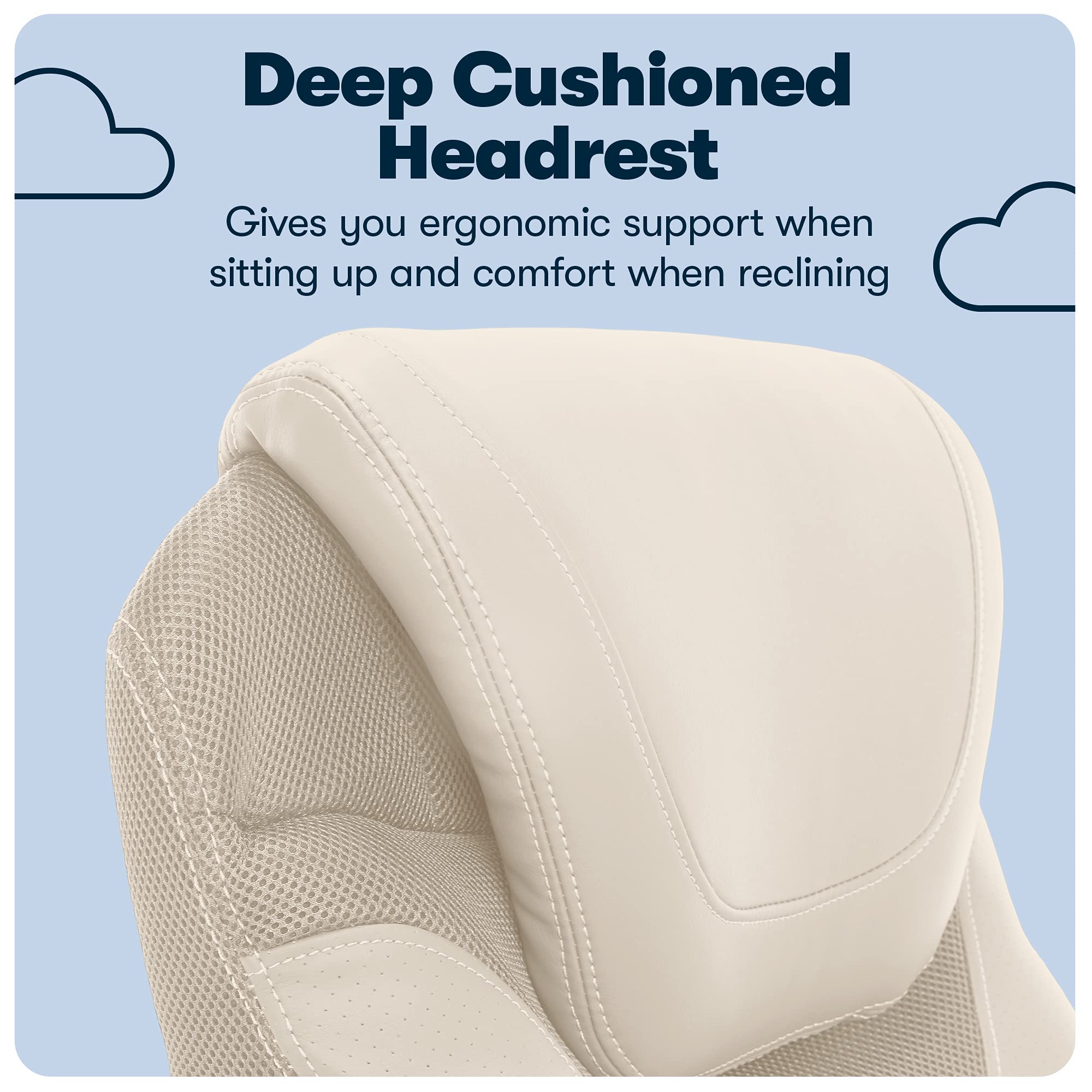Serta AIR Health and Wellness Executive Office Chair - High Back Ergonomic Desk Chair with Lumbar Support for Big & Tall Users, Bonded Leather Swivel Task Chair in Comfortable Cream | Perfect for Home Office, Gaming Setup, and Professional Workspaces