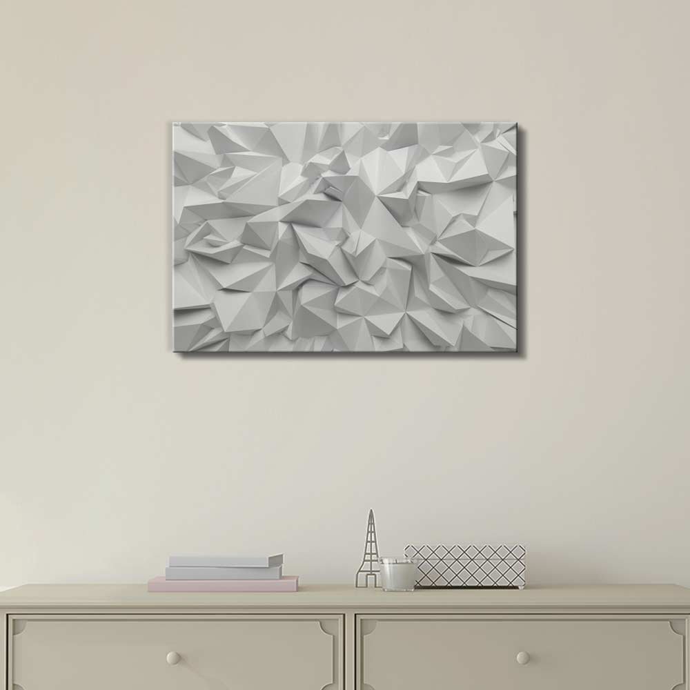 Abstract White Crystallization Canvas Wall Art - 24x36 Inch Modern Home Decor, Ready to Hang Giclee Print for Living Room, Bedroom & Office