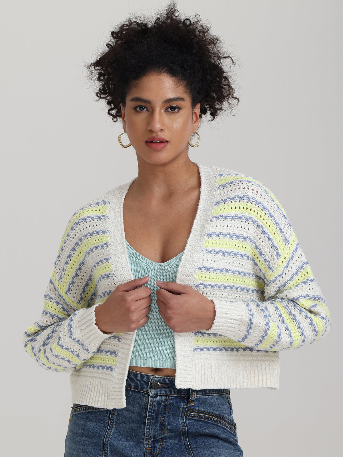 Zoe Crimped Mix Cardigan - Stylish Knit Sweater for Women | Cozy Fall & Winter Fashion | Perfect for Layering, Office Wear & Casual Outfits
