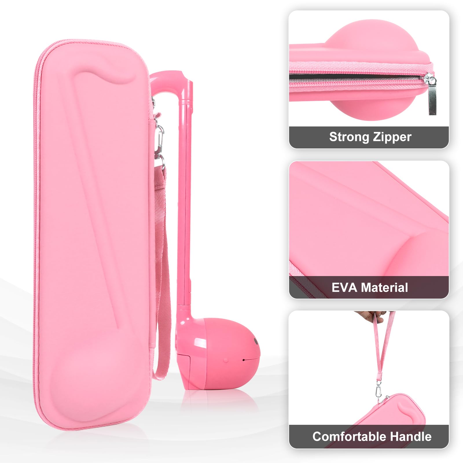 Otamatone Carrying Case - Portable Storage Bag for Japanese Electronic Musical Instrument with Hand Strap (Pink) | Perfect for Travel, School & Music Performances