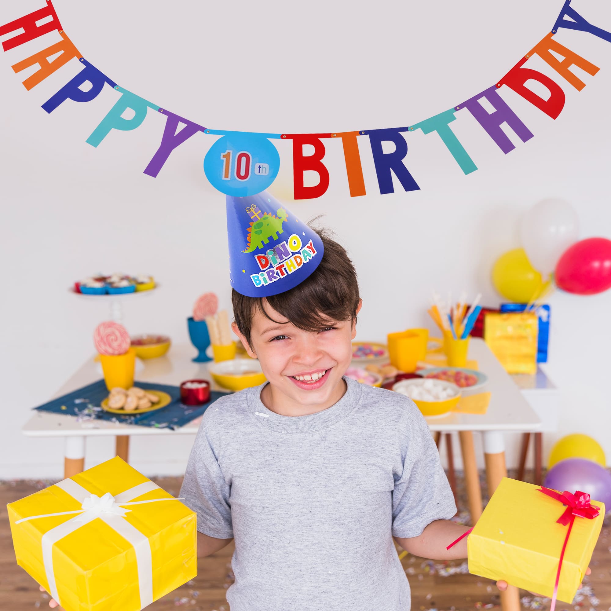 7Ft Customizable Dinosaur Happy Birthday Banner - Perfect for Kids' Birthday Parties, Dinosaur Themed Decorations, and Outdoor Celebrations