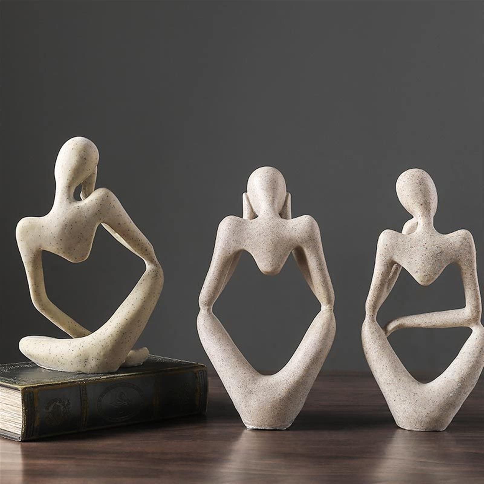 XUE JUAN 1983 Nordic Abstract Thinker Statue - Handmade Resin Figurine for Office & Home Decor, Modern Art Sculpture, Desktop Ornament (Square) | Perfect for Bookshelf Display, Study Room Decor, and Contemporary Gift Ideas
