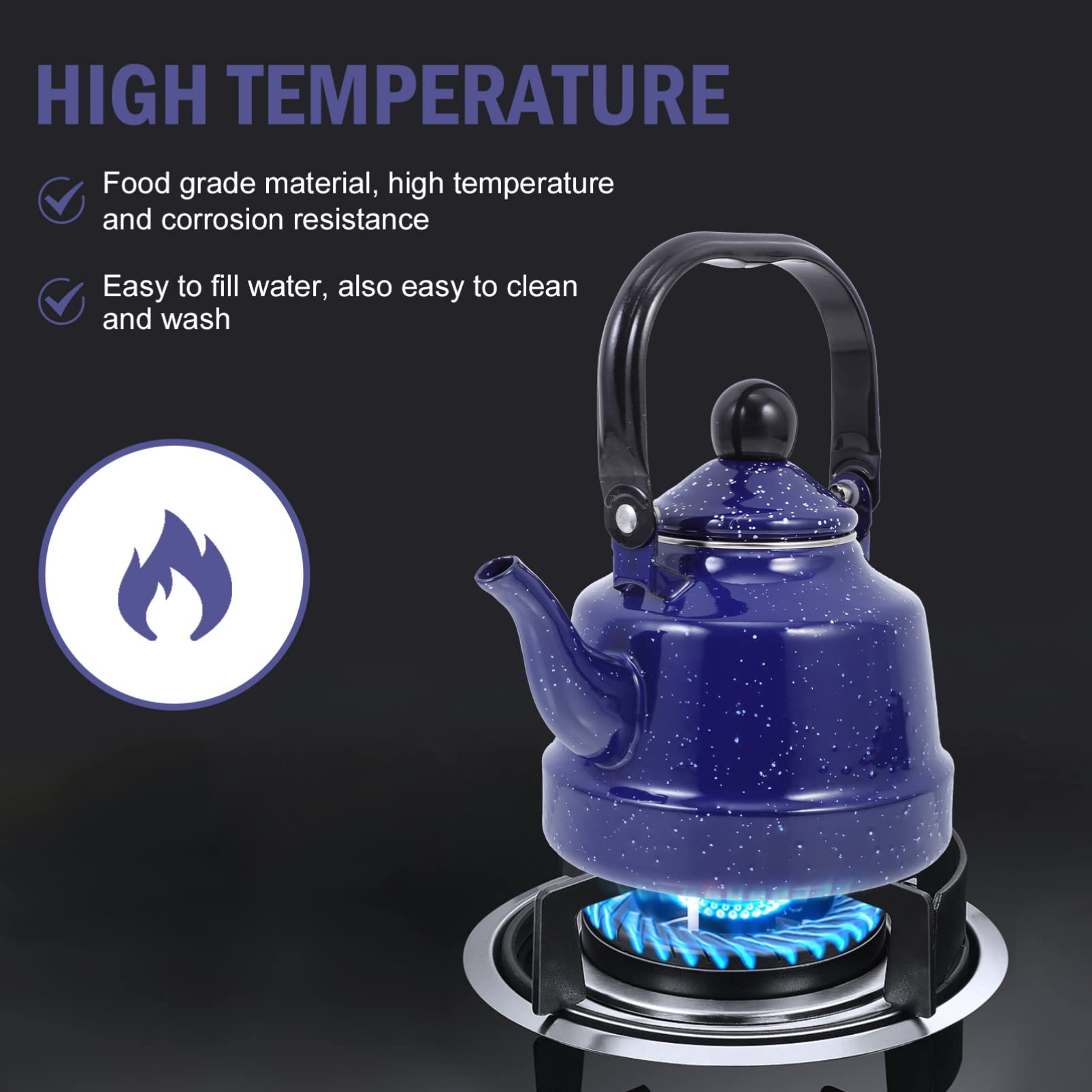 Vintage Enamel Tea Kettle - 1.5L Classic Stovetop Teapot for Boiling Water, Home & Kitchen Use, Perfect for Tea House, Camping, and Gift Giving