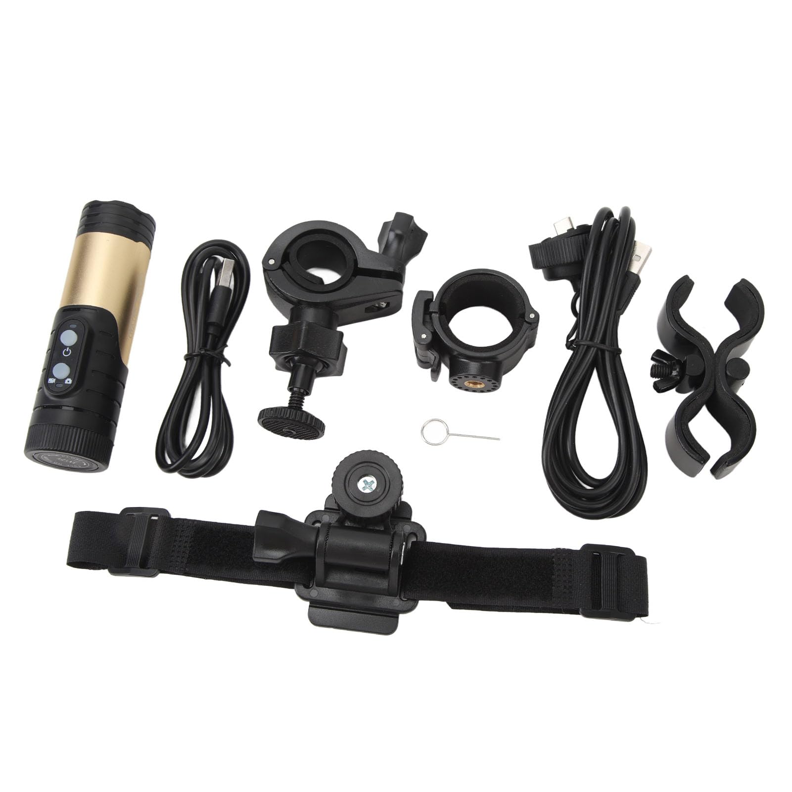 12MP Waterproof Bicycle Helmet Camera - Aluminum Alloy Action Camera for Cycling, Mountain Biking & Outdoor Sports (Gold) - Capture Your Adventures in Any Weather