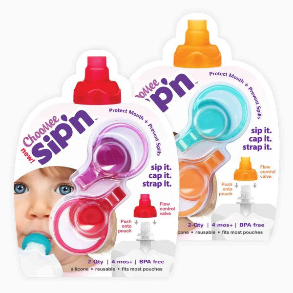 ChooMee SoftSip Pouch Toppers - 2 Pack Leak-Proof Silicone Spout Covers for Baby Food Pouches | Perfect for On-the-Go Feeding, Travel & Snack Time
