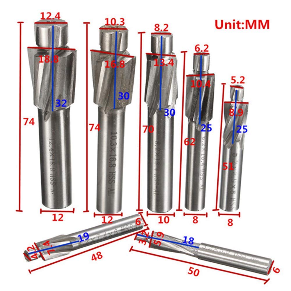 7-Piece M3-M12 HSS Countersink Drill Bit Set - High Speed Steel Countersink Cutter for Metal, Wood & Plastic - Perfect for DIY, Woodworking & Metalworking Projects