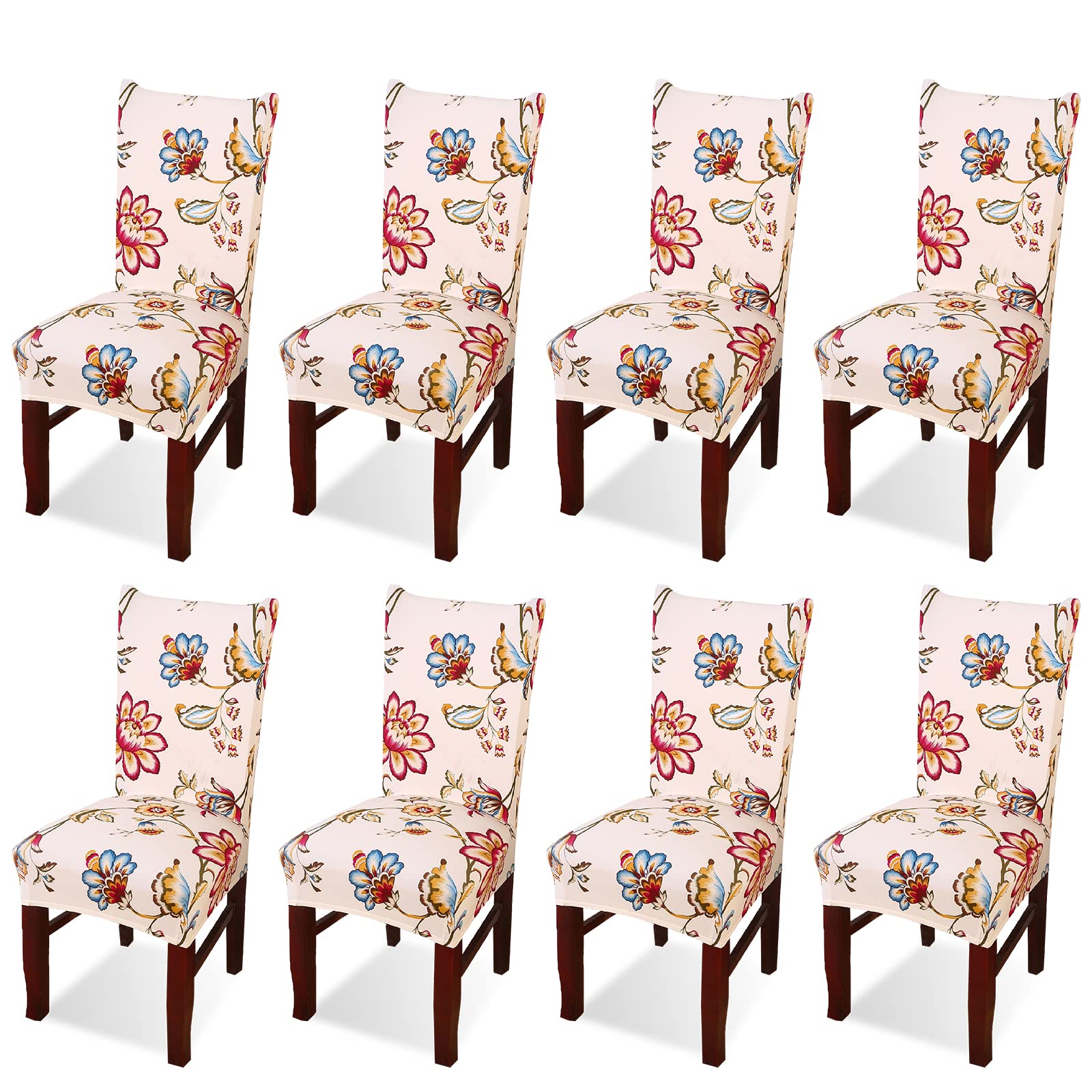 Argstar 8 Pack Washable Dining Chair Covers - Floral Design Armless Slipcovers for Kitchen & Dining Room Chairs, Set of 2 Parson Chair Protectors - Perfect for Home Decor, Parties, and Everyday Use