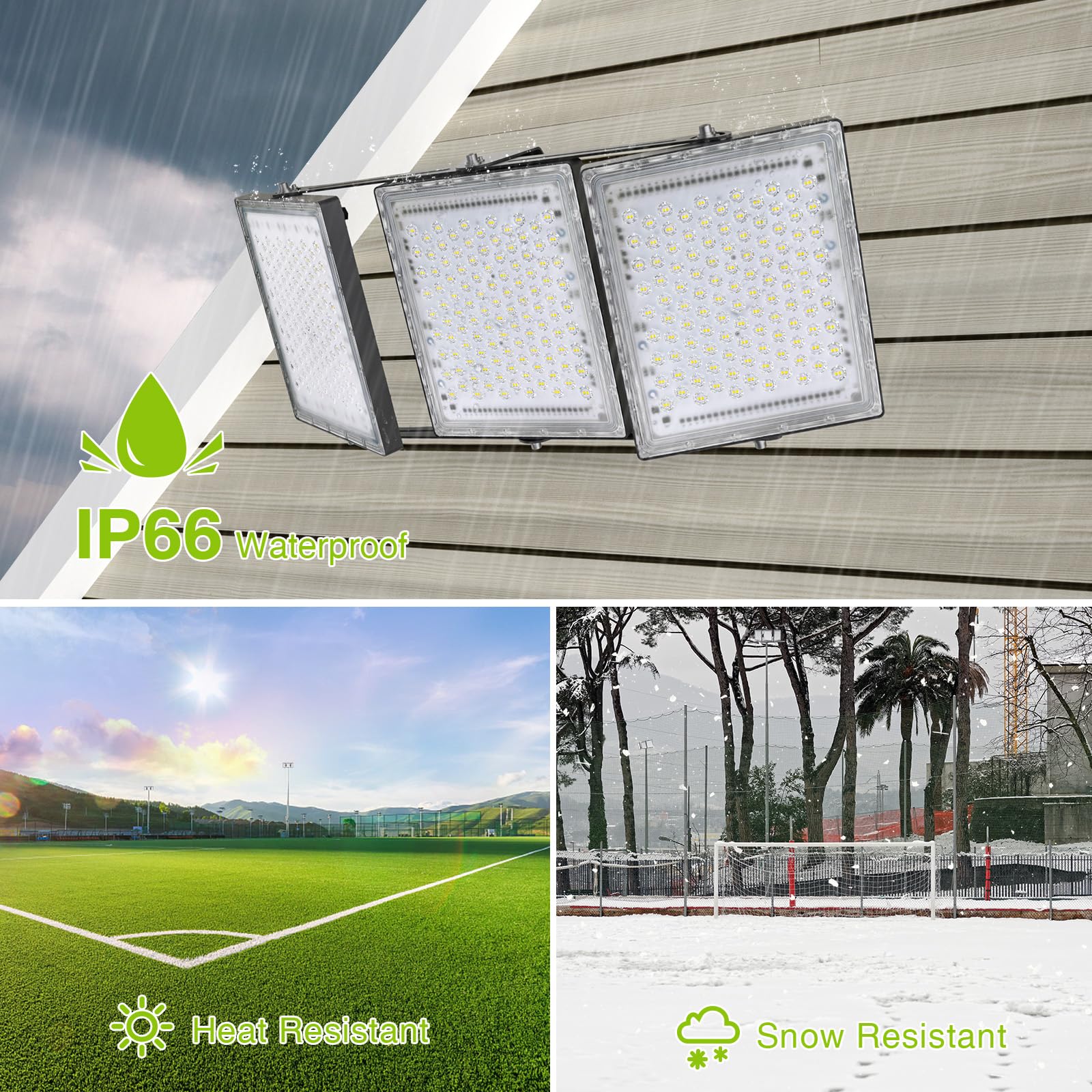 STASUN 600W LED Flood Light Outdoor, 60000LM Super Bright, IP66 Waterproof, 6000K Daylight White, 3 Adjustable Heads - Perfect for Stadium Lighting, Arena, Backyard, Street & Parking Lot Security Lighting
