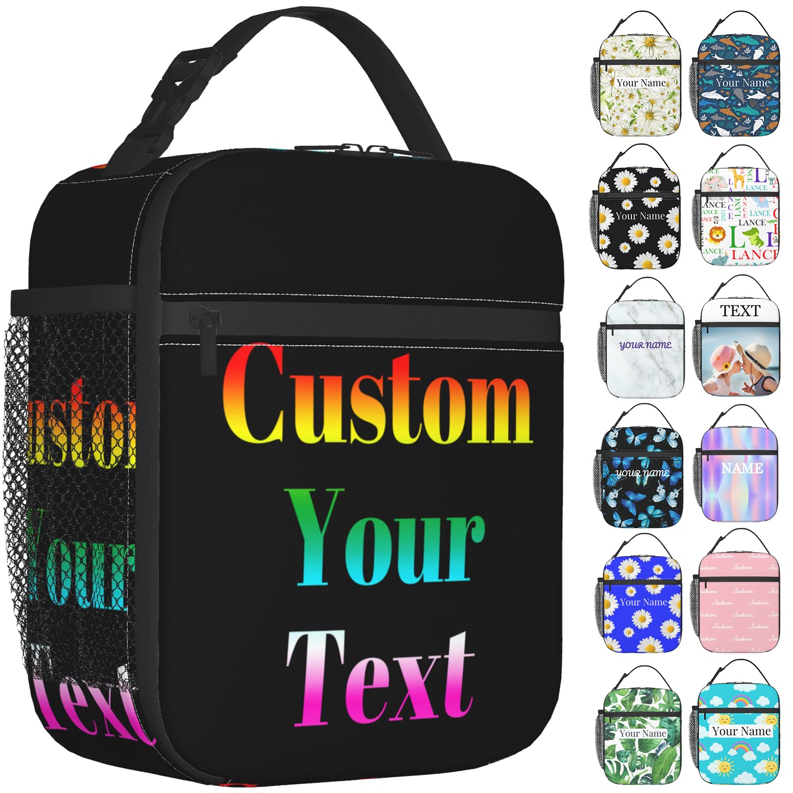 Custom Insulated Lunch Bag with Photo Personalization - Reusable Tote Lunch Box with Adjustable Shoulder Strap for Men & Women | Perfect for Work, School, Picnics & Outdoor Activities