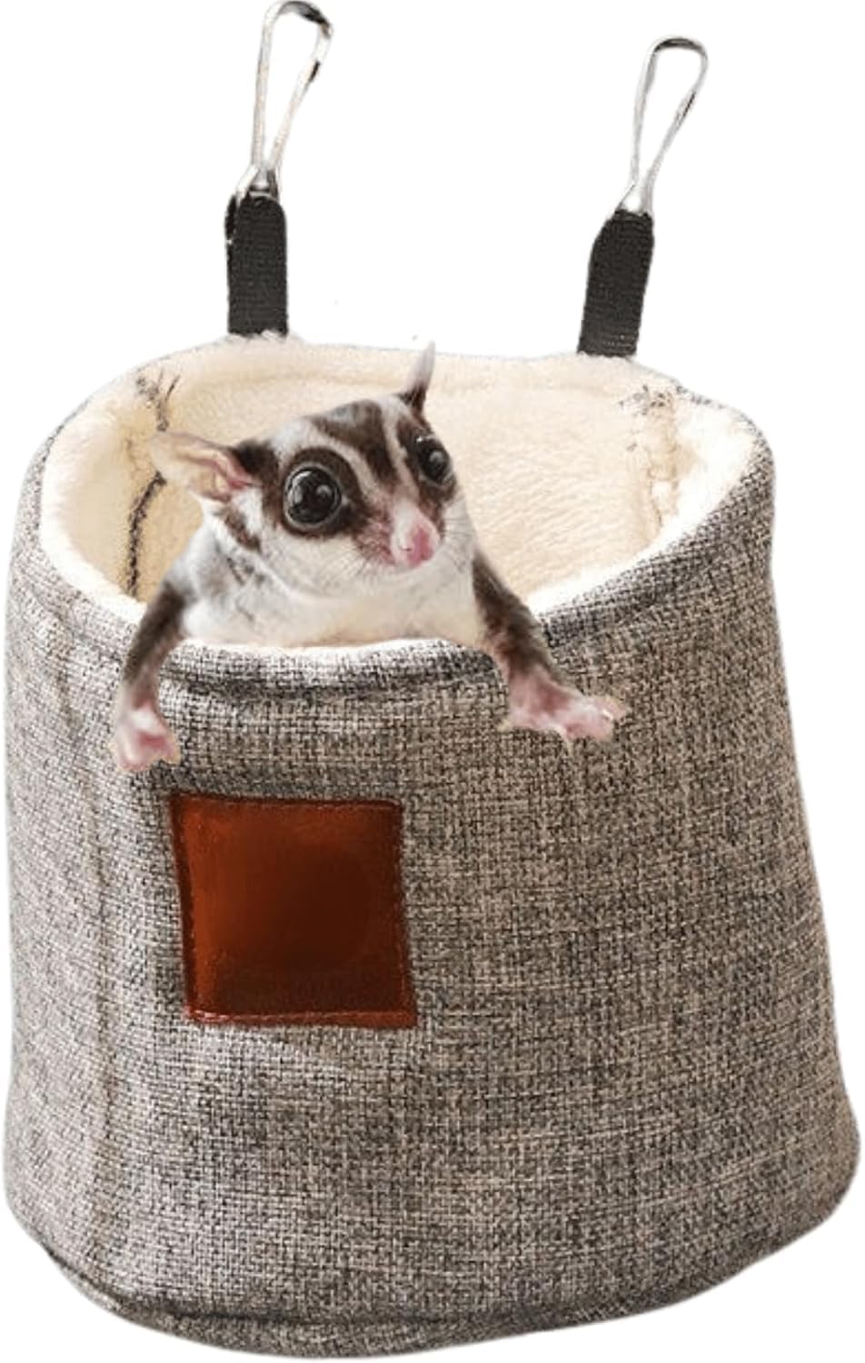 Soft Sugar Glider Sleeping Pouch & Hammock - Warm Hanging Nest Bed for Ferrets, Hamsters, Rats, Bunnies, Hedgehogs - Cage Accessories (Grey) - Perfect for Small Pet Nap Time & Cage Comfort