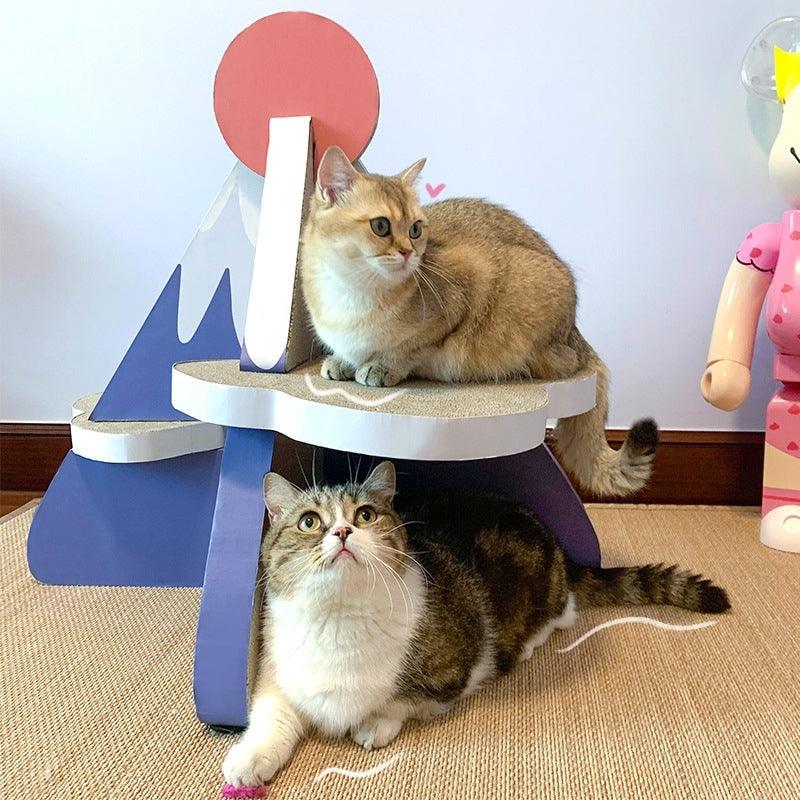 Premium Cat Scratcher Post Board - Fuji Mountain Shaped Scratching Lounge & Bed for Cats - Durable Sisal Pad Protects Furniture - Perfect for Indoor Play & Relaxation