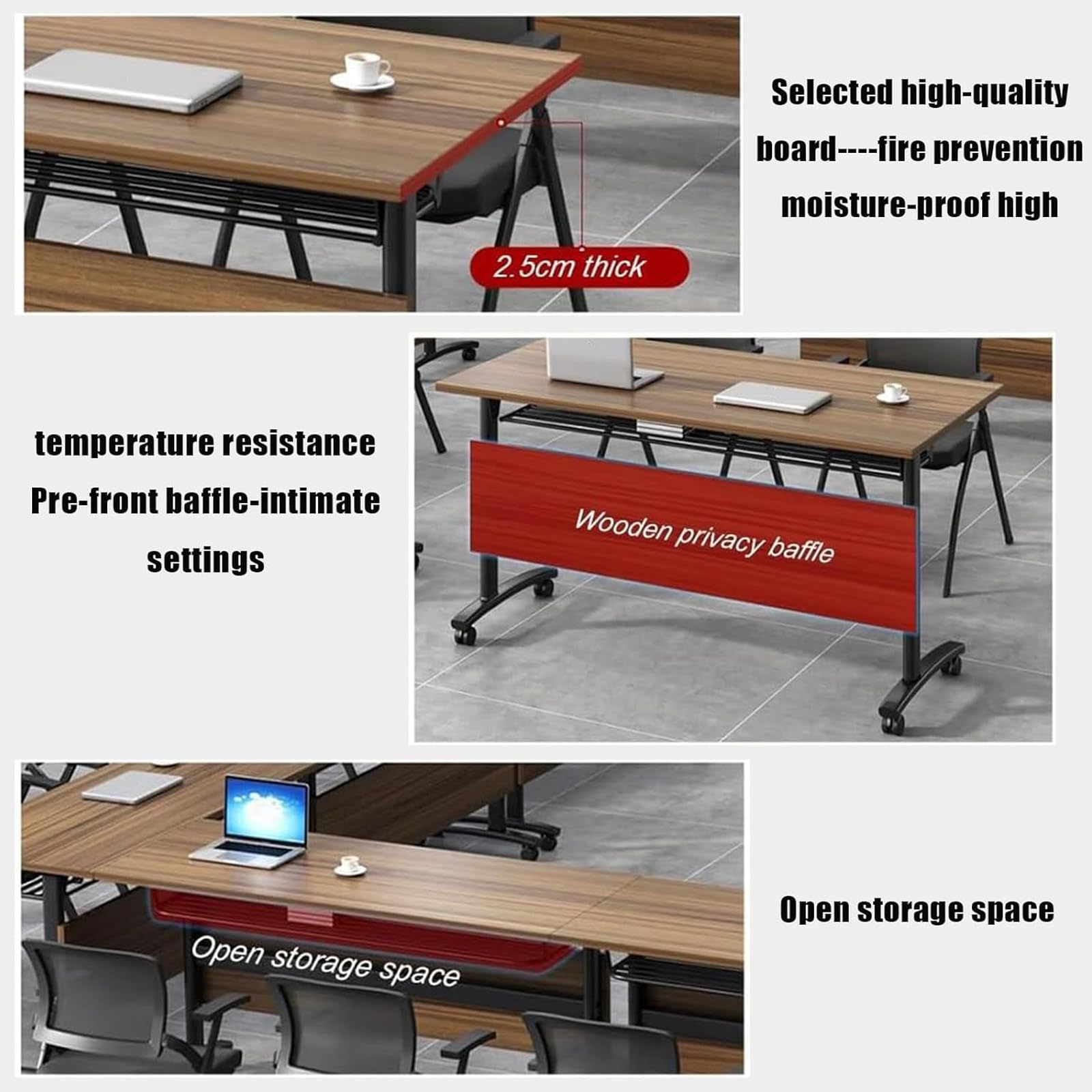 4-Pack Modern Folding Conference Tables with Wheels - 63