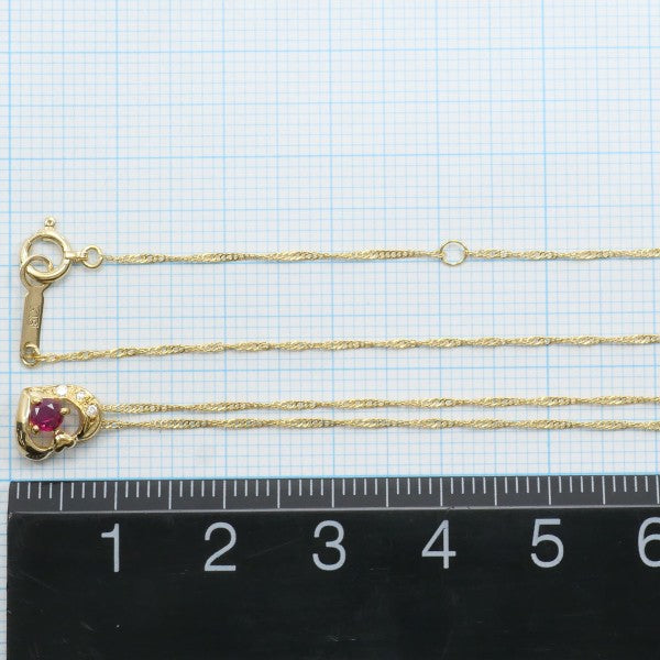 18K Yellow Gold Ruby and Diamond Pendant Necklace for Women | Elegant Jewelry Gift for Anniversary, Birthday & Special Occasions