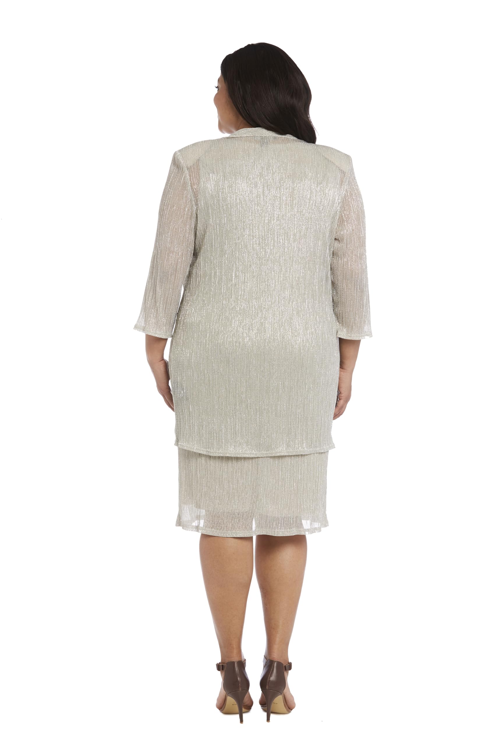 R&M Richards Women's 2-Piece Metallic Evening Dress with Matching Jacket - Perfect for Weddings, Parties & Formal Occasions