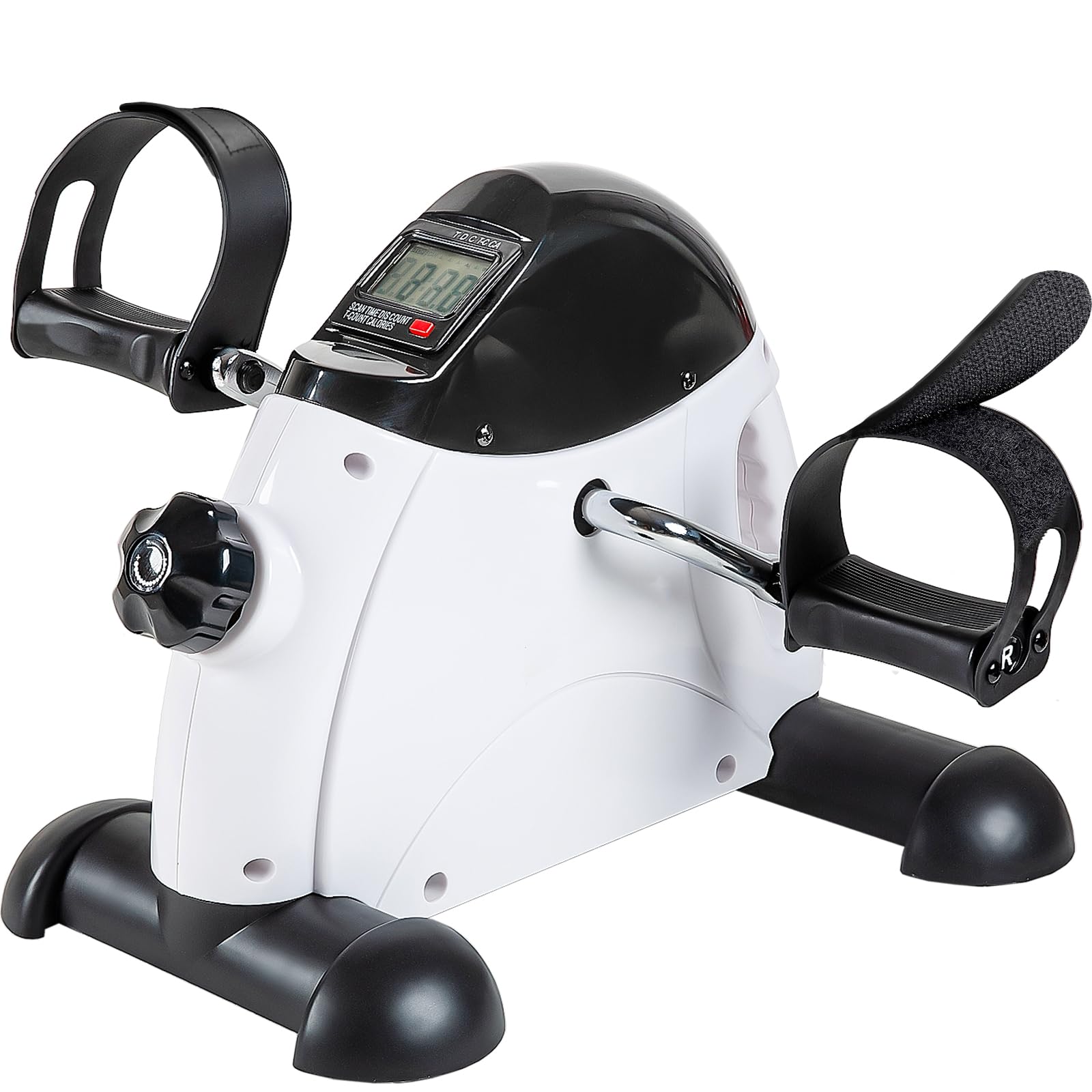 TABEKE Under Desk Bike Pedal Exerciser - Mini Exercise Bike for Arm & Leg Workouts, Portable Pedal Exerciser for Seniors with LCD Display (White) - Perfect for Office, Home & Physical Therapy