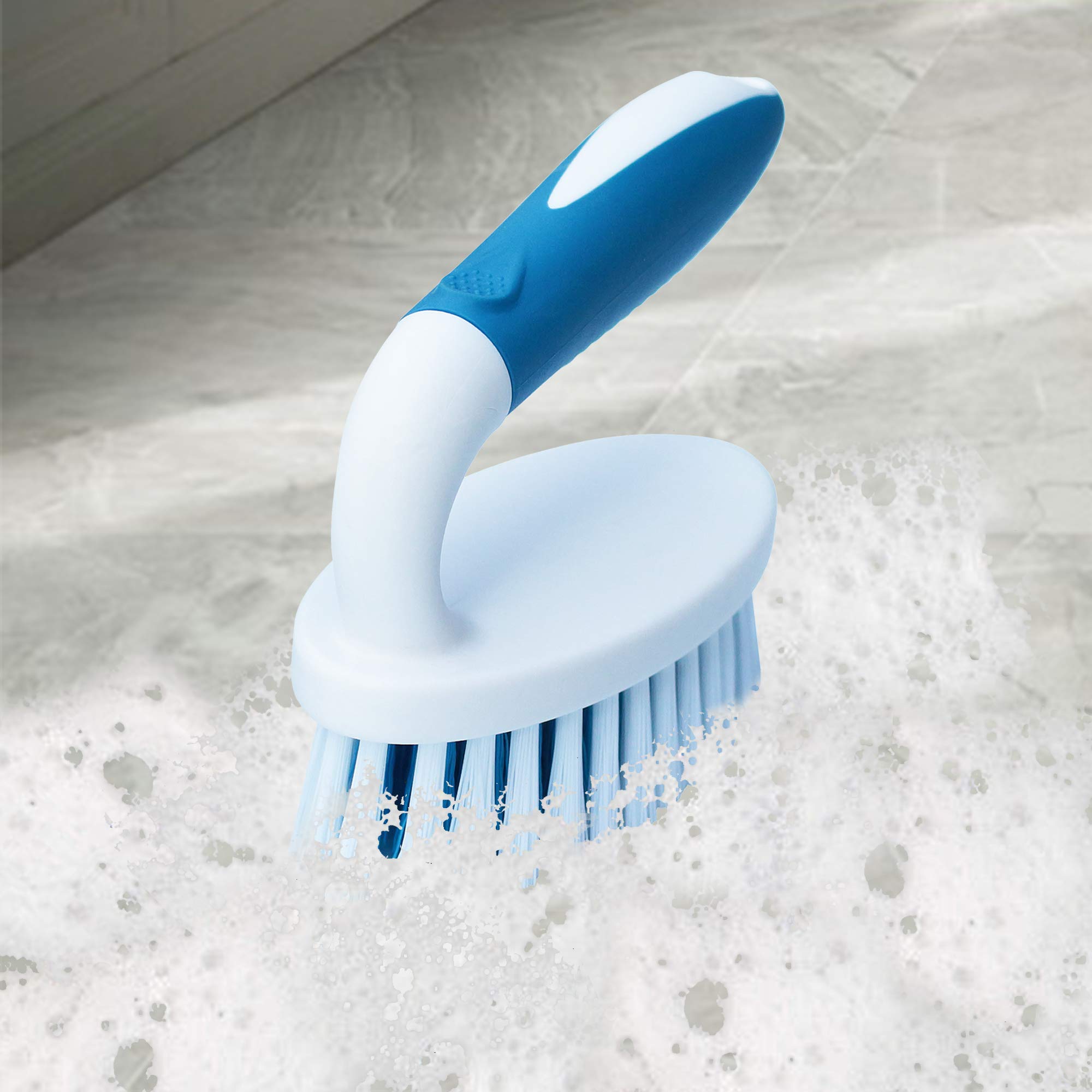 PHYEX Heavy Duty Scrub Brush 2-Pack - Stiff Bristle Cleaning Brushes for Carpet, Tile, Shower, Bathtub & Kitchen - Bathroom Scrubber & Pool Tile Cleaner - Perfect for Deep Cleaning Grout, Stains & Tough Messes