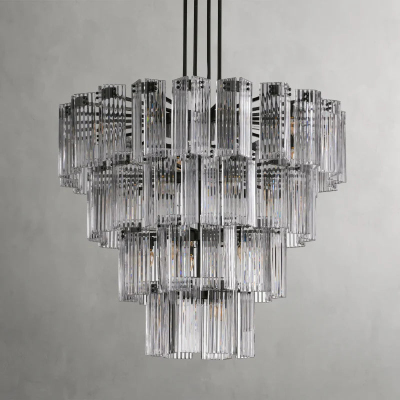 Delsie Round Chandelier - Modern Crystal Ceiling Light Fixture for Dining Room, Living Room & Bedroom | Elegant Lighting Decor for Home & Wedding