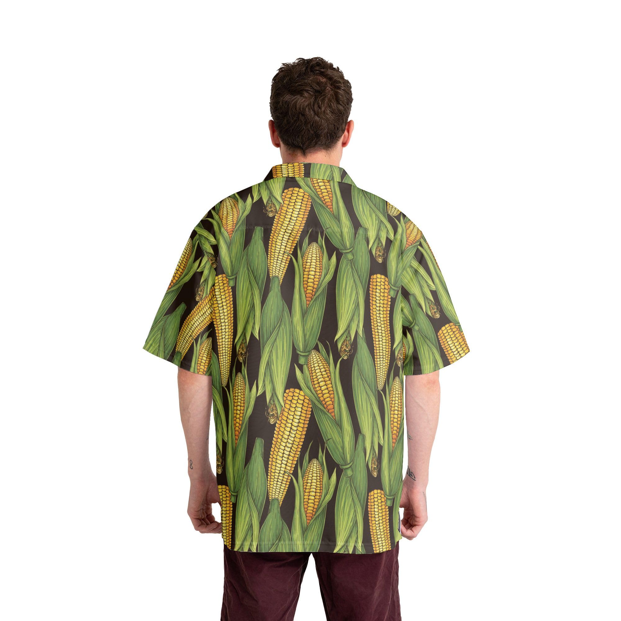HYPERFAVOR Corn Print Hawaiian Shirts for Men & Women - Short Sleeve Corn on Cob Graphic Tees - Fun Corn Lover Gifts for Summer Parties, BBQ & Tropical Vacations