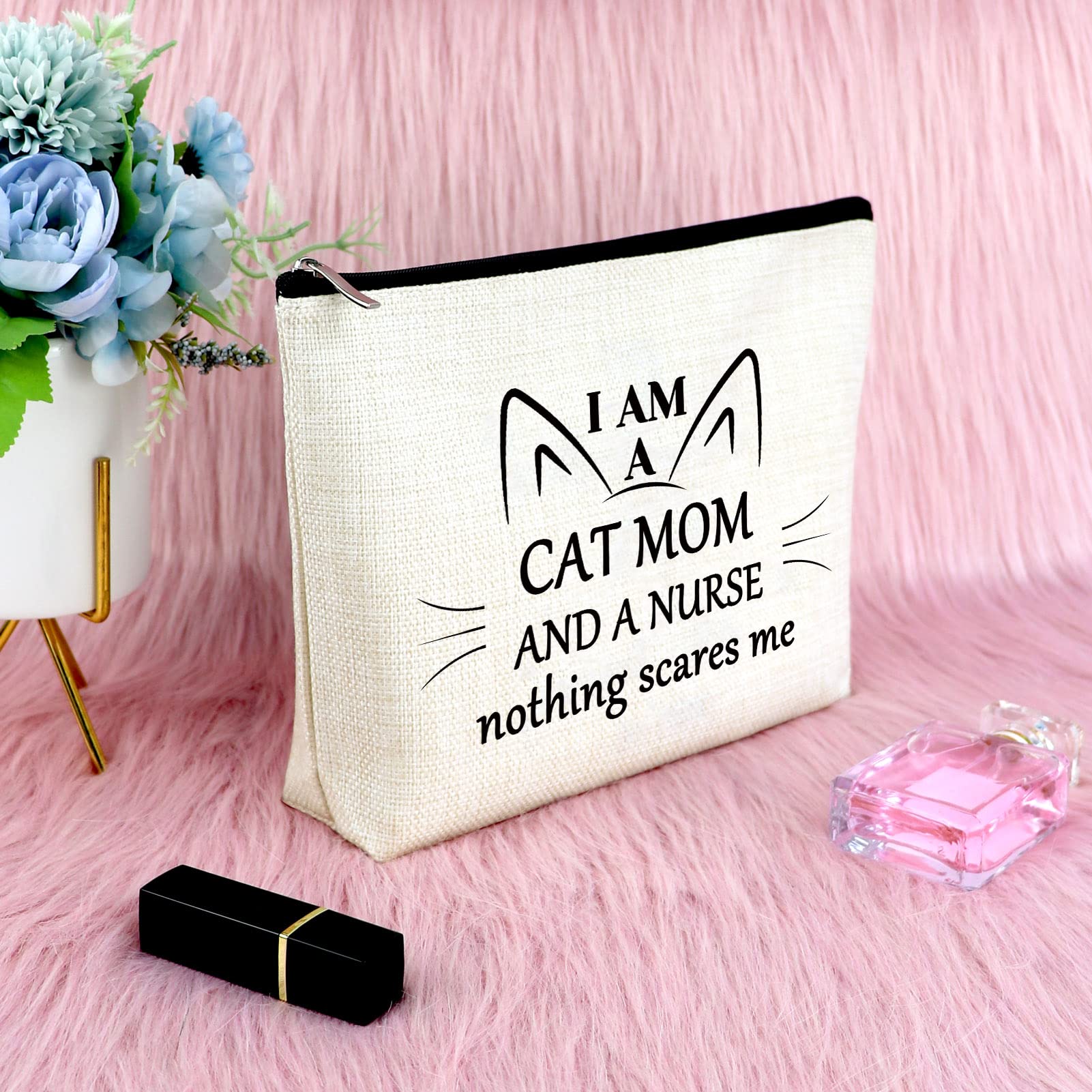 **Nurse Appreciation Gift for Women - Cute Cat Makeup Bag for Nurses, Mom, Graduation, Retirement & Christmas - Travel Cosmetic Pouch for Daily Use, Work & Gifts**