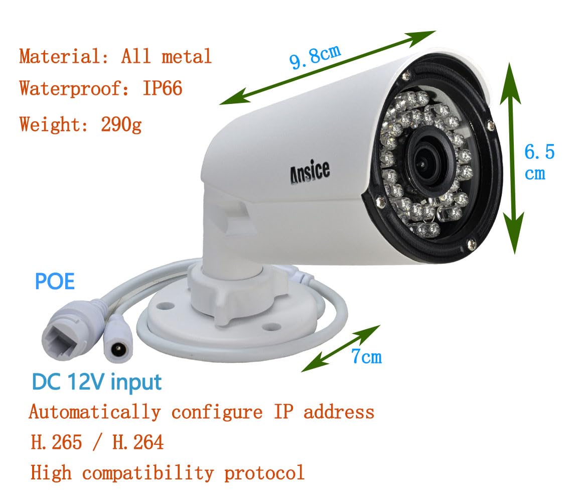 4MP POE IP Security Camera - 4.0MP Outdoor/Indoor Surveillance System with 2.8mm Fixed Lens, IR Night Vision & IP66 Waterproof Rating - Ideal for Home Security, Business Monitoring & Property Protection