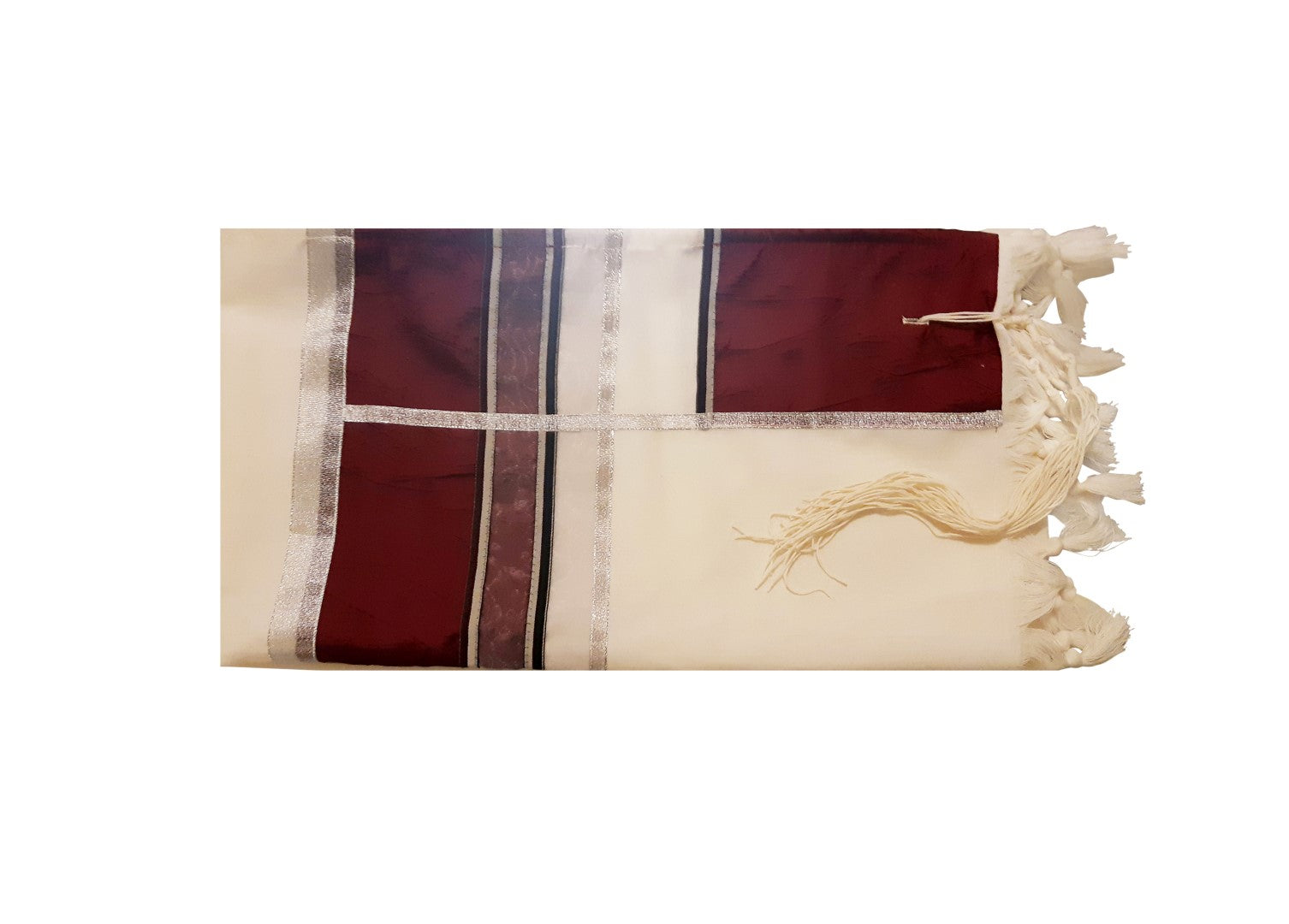 Premium Wool Bar Mitzvah Tallit Prayer Shawl for Men - Dark Red Embroidered Tzitzit Jewish Prayer Scarf | Synagogue Services, Religious Ceremonies & Special Occasions