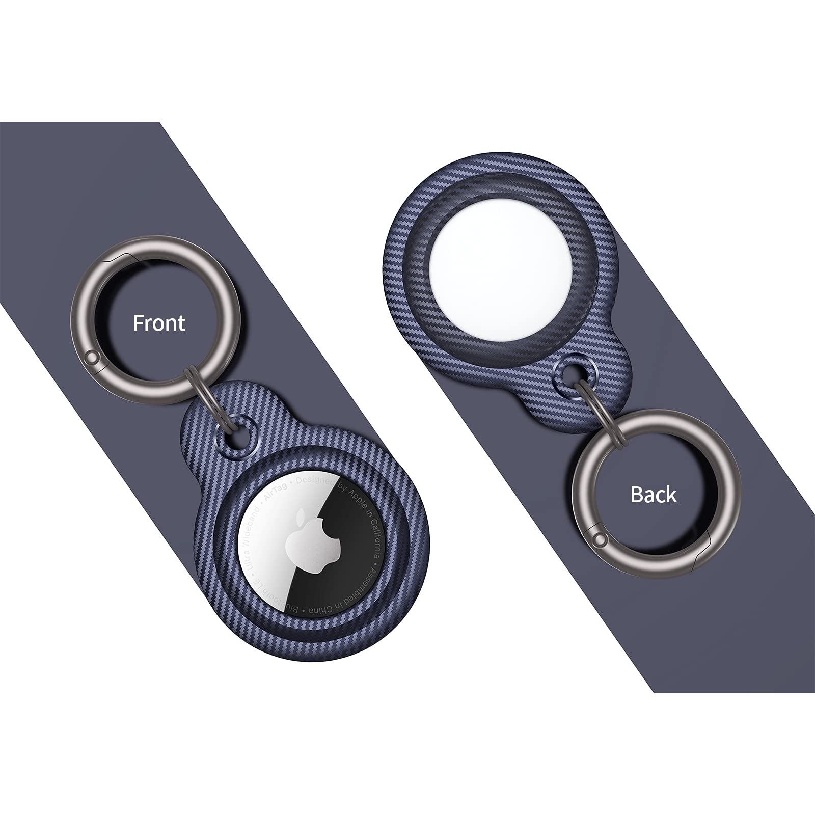 **AirTag Silicone Keychain Holder - 1 Pack Waterproof Protective Case for Apple AirTag 2021, Secure Key Ring for Dog Collar & Accessories, Includes Screen Protector (Blue) - Perfect for Pets, Keys & Travel**