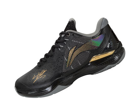 Li Ning AxForce Unisex Badminton Shoes - Lightweight & Breathable for Indoor Sports - Perfect for Badminton, Tennis & Court Games [Black, AYAS034-1]