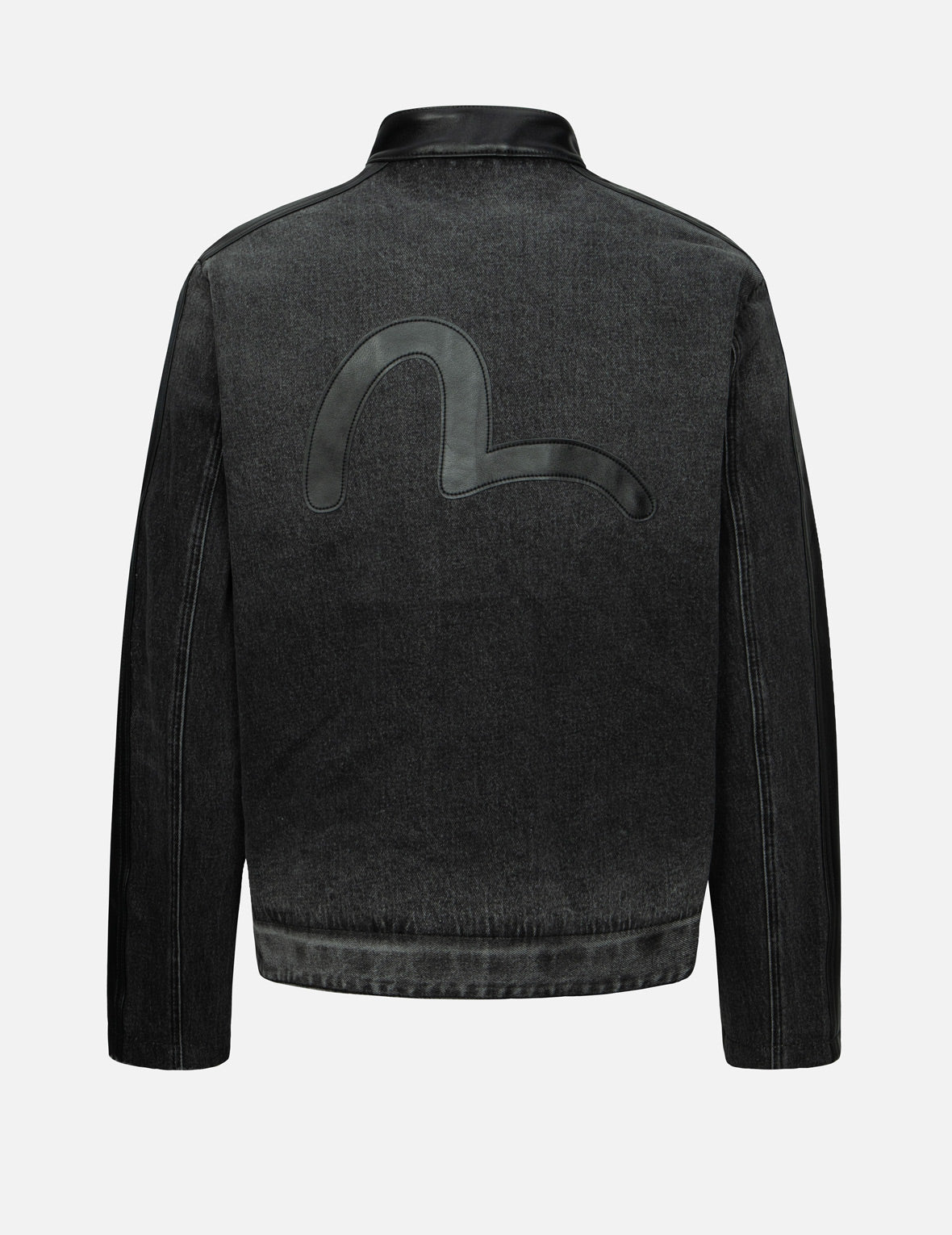 Genuine Leather Logo & Seagull Embroidered Denim Moto Jacket for Men - Stylish Biker Jacket for Casual Wear, Motorcycle Riding & Outdoor Adventures