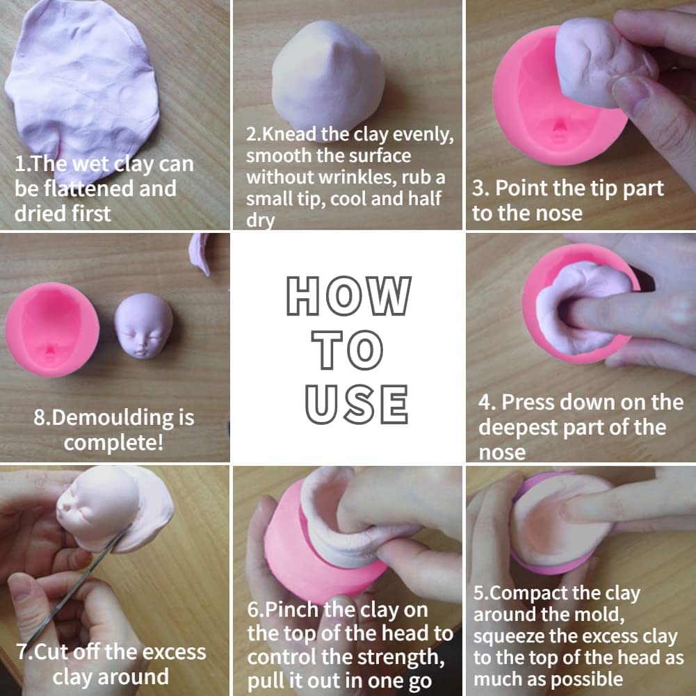 4 Pcs 3D Doll Head Baby Face Silicone Cake Molds - DIY Baking Tools for Fondant, Chocolate, Soap, Clay, Plaster - Perfect for Cake Decorating, Sugar Craft, Gummy & Biscuit Making