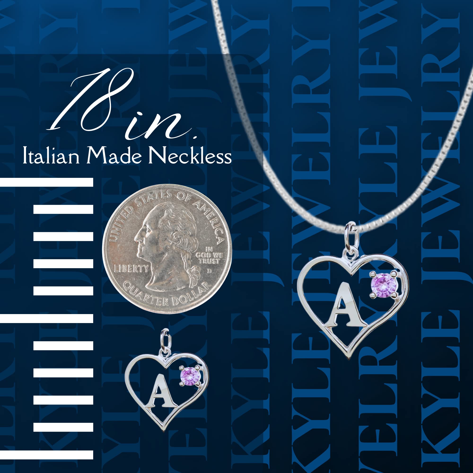 Personalized Sterling Silver Birthstone Pendant Necklace - Heart & Letter A Box Chain Statement Jewelry | Perfect Gift for Anniversary, Birthday & Mother's Day