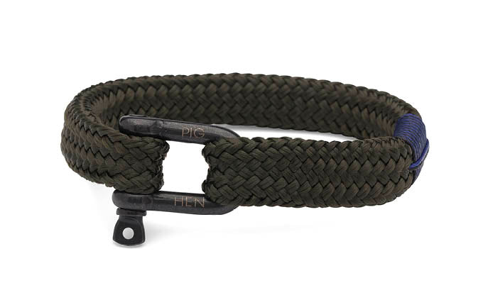 PIG & HEN Reserva Ron Rope Bracelet - Handmade Leather & Rope Wristband for Men, Military Style Adjustable Bracelet - Perfect for Outdoor Adventures, Casual Wear & Gifts