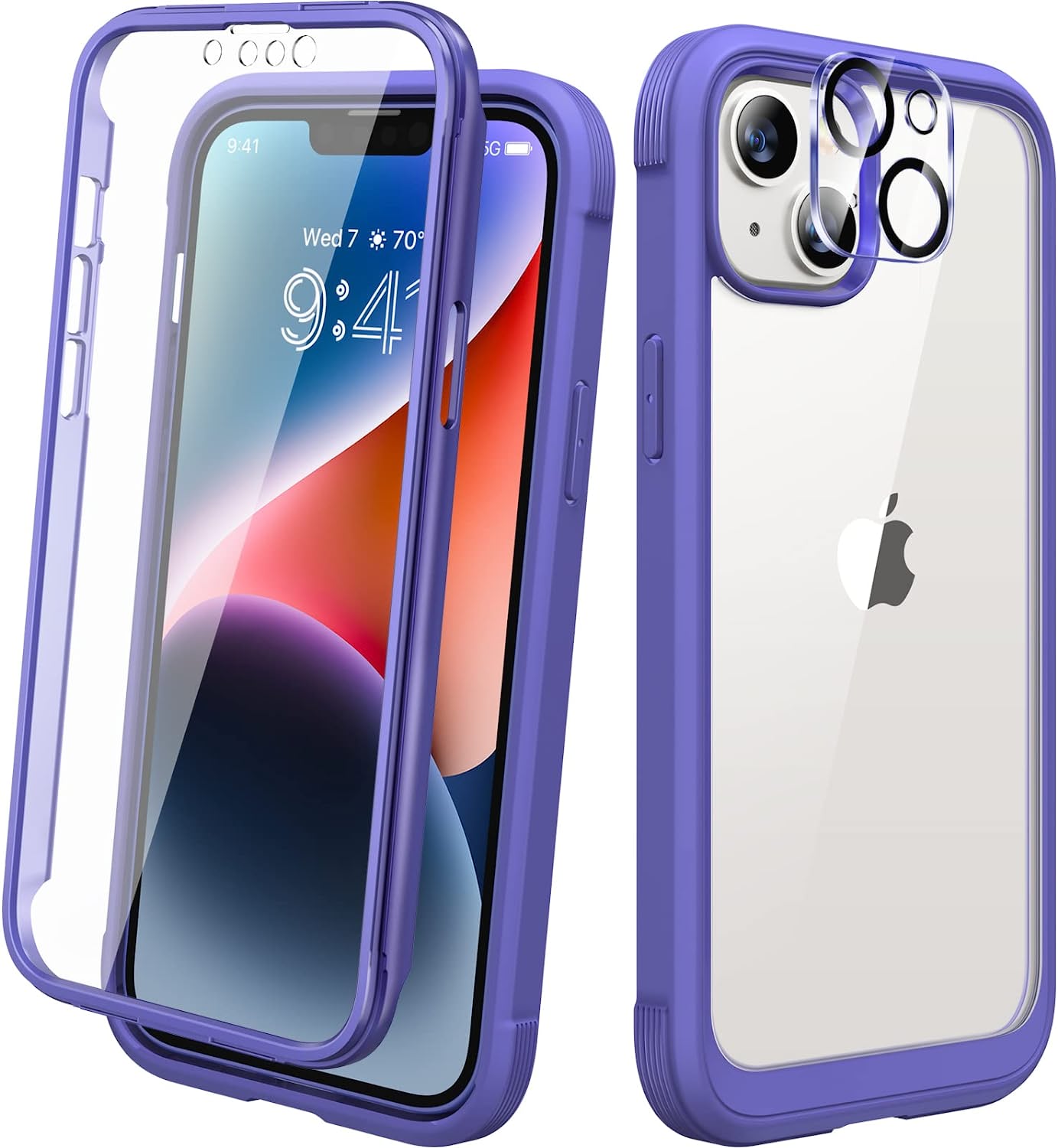 Premium iPhone 14 Rugged Case with Full Body Protection & Camera Lens Cover - Shockproof, Anti-Scratch - Peri Purple | Perfect for Outdoor Adventures, Travel & Daily Use