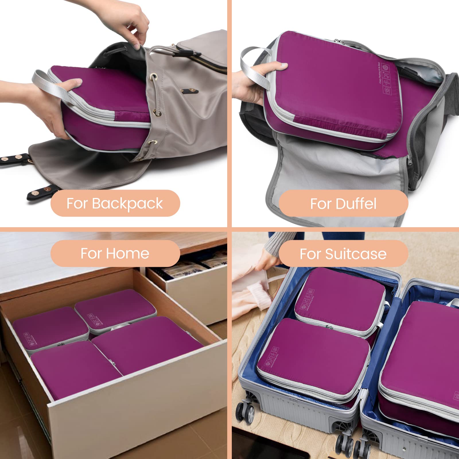 Cambond Compression Packing Cubes for Travel - 6-Piece Luggage Organizer Set with Waterproof Fabric | Perfect for Carry-On Suitcases, Business Trips & Vacation Packing | Space-Saving Travel Essentials for Women & Men