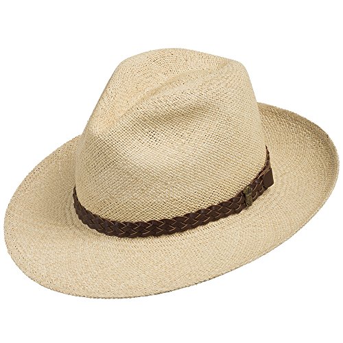 Beige With Dark Brown Leather Hatband