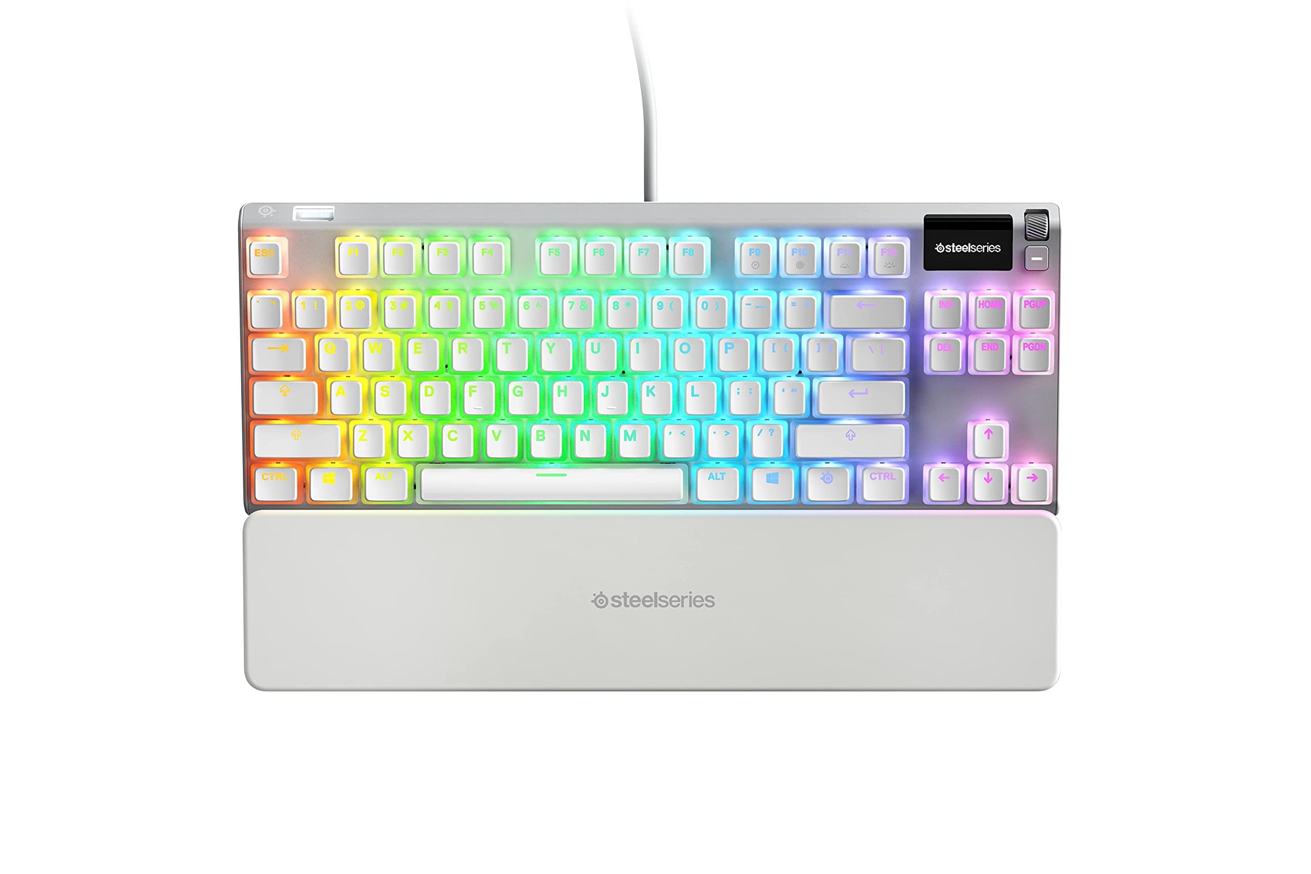 SteelSeries Apex 7 TKL Compact Mechanical Gaming Keyboard with OLED Smart Display | USB Passthrough & Media Controls | Linear Red Switch | RGB Backlit | Renewed | Perfect for Esports, Streaming & Office Work