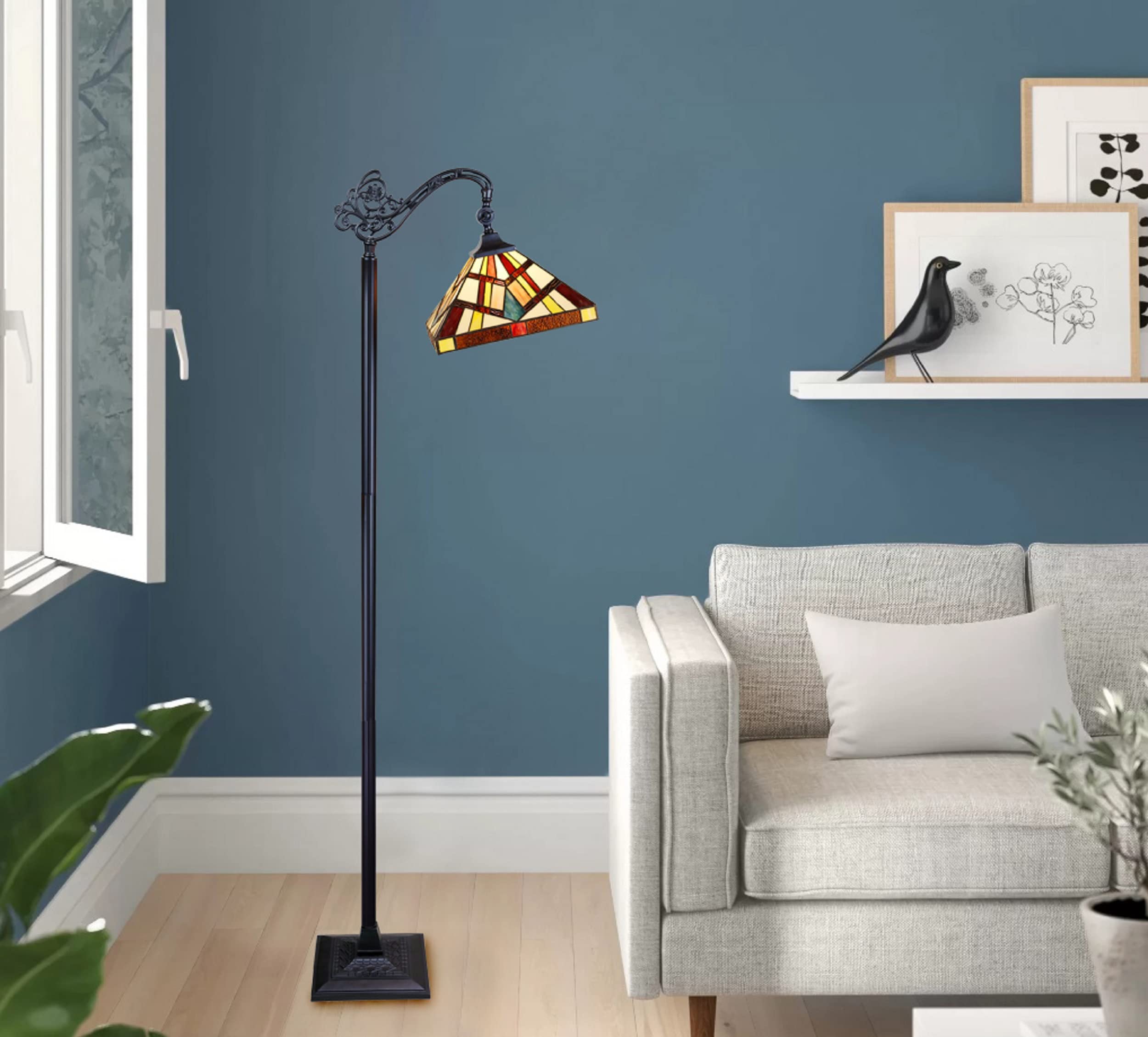 Chloe Lighting Vincent Tiffany-Style Black Bronze Mission Floor Lamp with 11