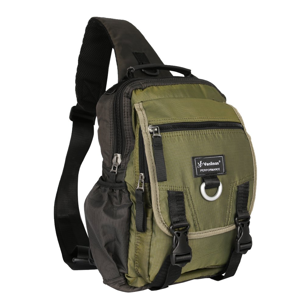 Men's Army Green Sling Backpack - Crossbody Messenger Bag for Travel, Hiking & Daily Use | Durable Shoulder Rucksack with Adjustable Strap