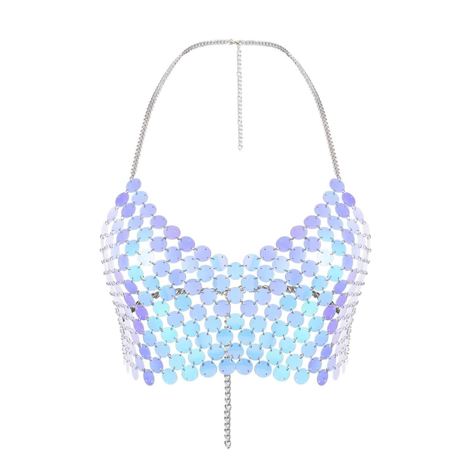 Mycian Women's Body Chain Necklace - Multicolor Alloy Hollow Round Sequins Jewelry for Bikini, Beach Party, Festival & Gifts | Stylish Layering Accessory for Swimwear, Summer Outfits & Special Occasions