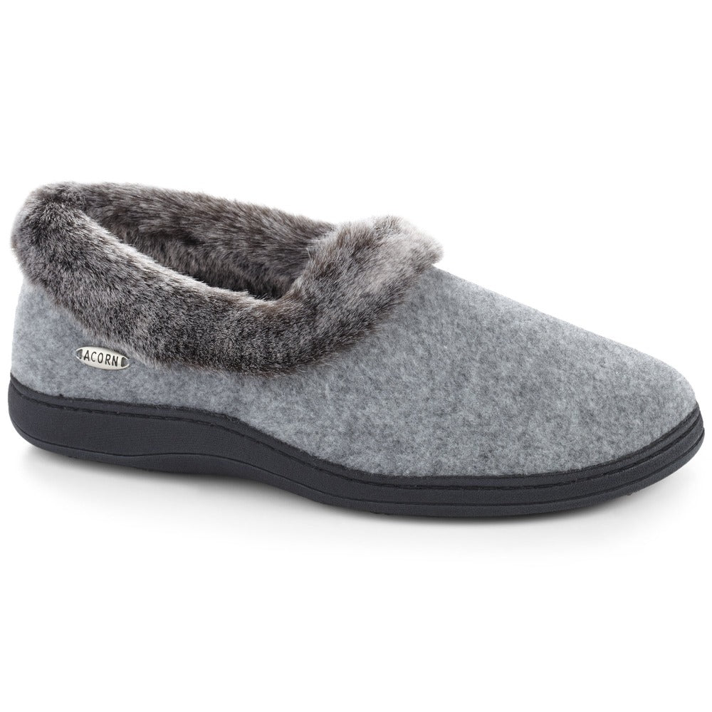 Women's Faux Fur Chinchilla Collar Slippers with Non-Slip Indoor/Outdoor Sole - Cozy House Shoes for Winter, Lounge, and Outdoor Errands
