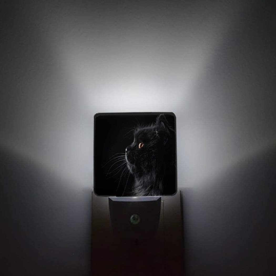LED Night Light with Auto Sensor - Black Cat Design for Bathroom, Bedroom & Hallway