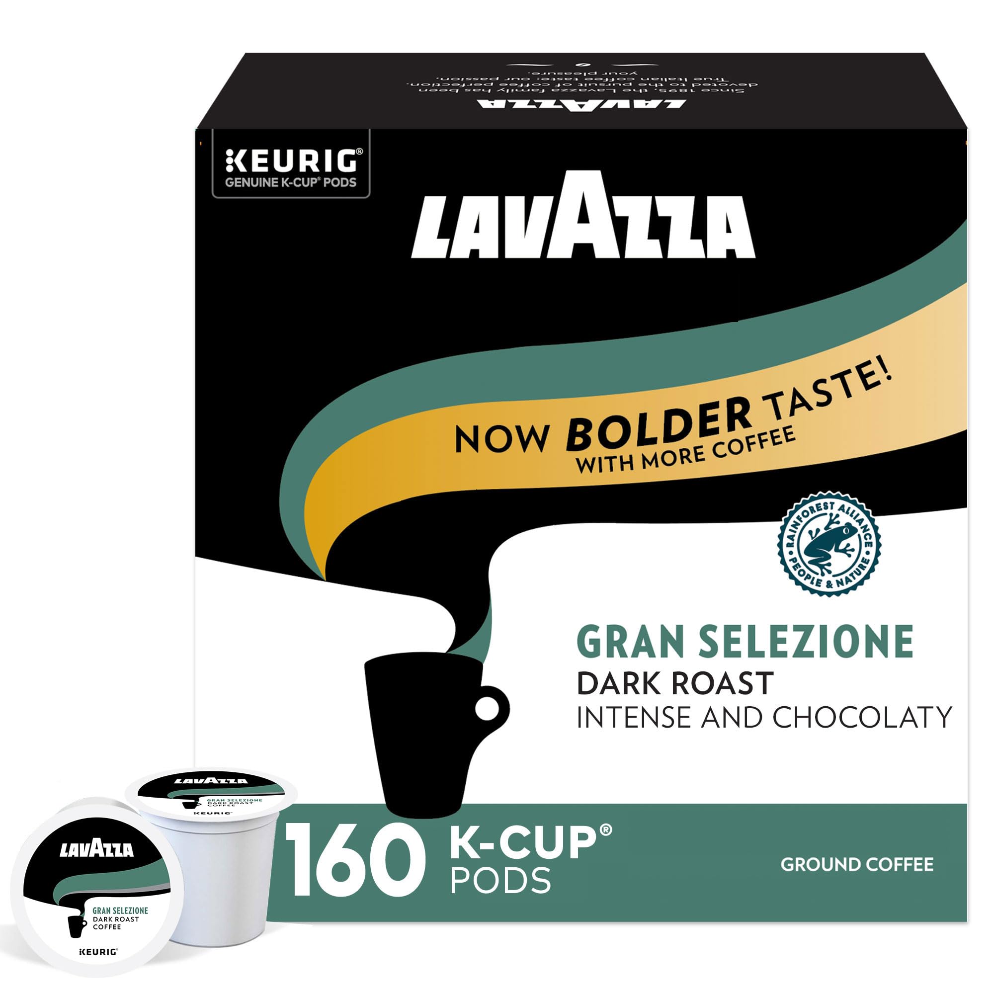 Lavazza Gran Selezione Single-Serve Coffee K-Cups for Keurig Brewer - 160 Count, 100% Arabica, Rainforest Alliance Certified, Authentic Italian Coffee Pods - Perfect for Home, Office & Gifts