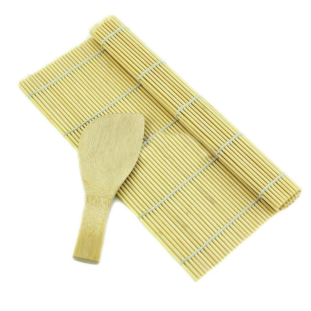 7x5 Inch Premium Bamboo Sushi Rolling Mat with Rice Paddle - Authentic Japanese Sushi Maker Kit for Homemade Sushi, Maki Rolls & Asian Cuisine - Perfect for Sushi Lovers, Home Chefs & Japanese Food Enthusiasts