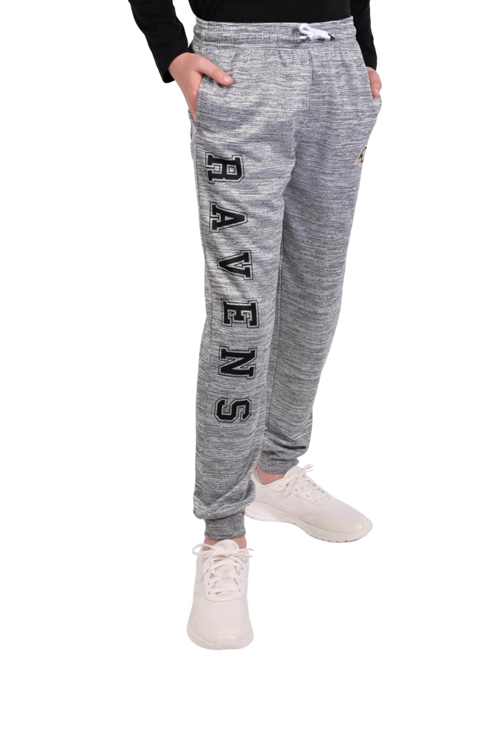 **NFL Baltimore Ravens Youth Fleece Jogger Sweatpants - Moisture-Wicking, High Performance, Heather Gray (Size 14/16) - Perfect for Game Day, School & Outdoor Activities**