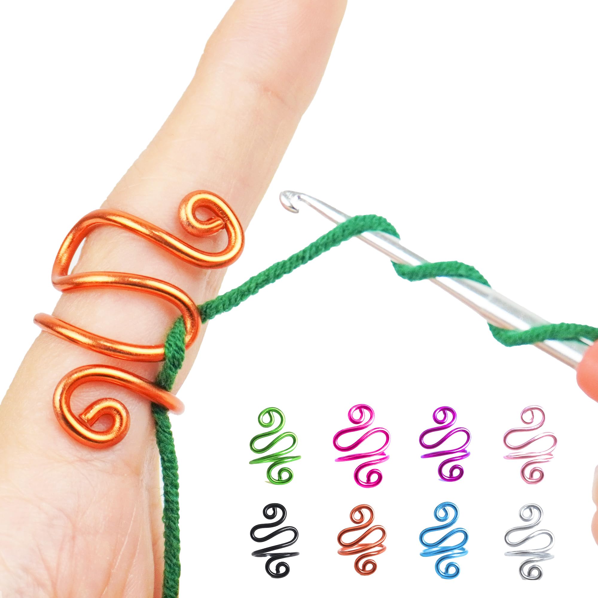 Handmade Crochet Finger Ring - Adjustable Yarn Tension Ring for Crocheters (Size 7-10, Red Copper) | Perfect Crochet Accessory & Gift for Knitting Enthusiasts | Ideal for Crafting, DIY Projects & Fashion Jewelry