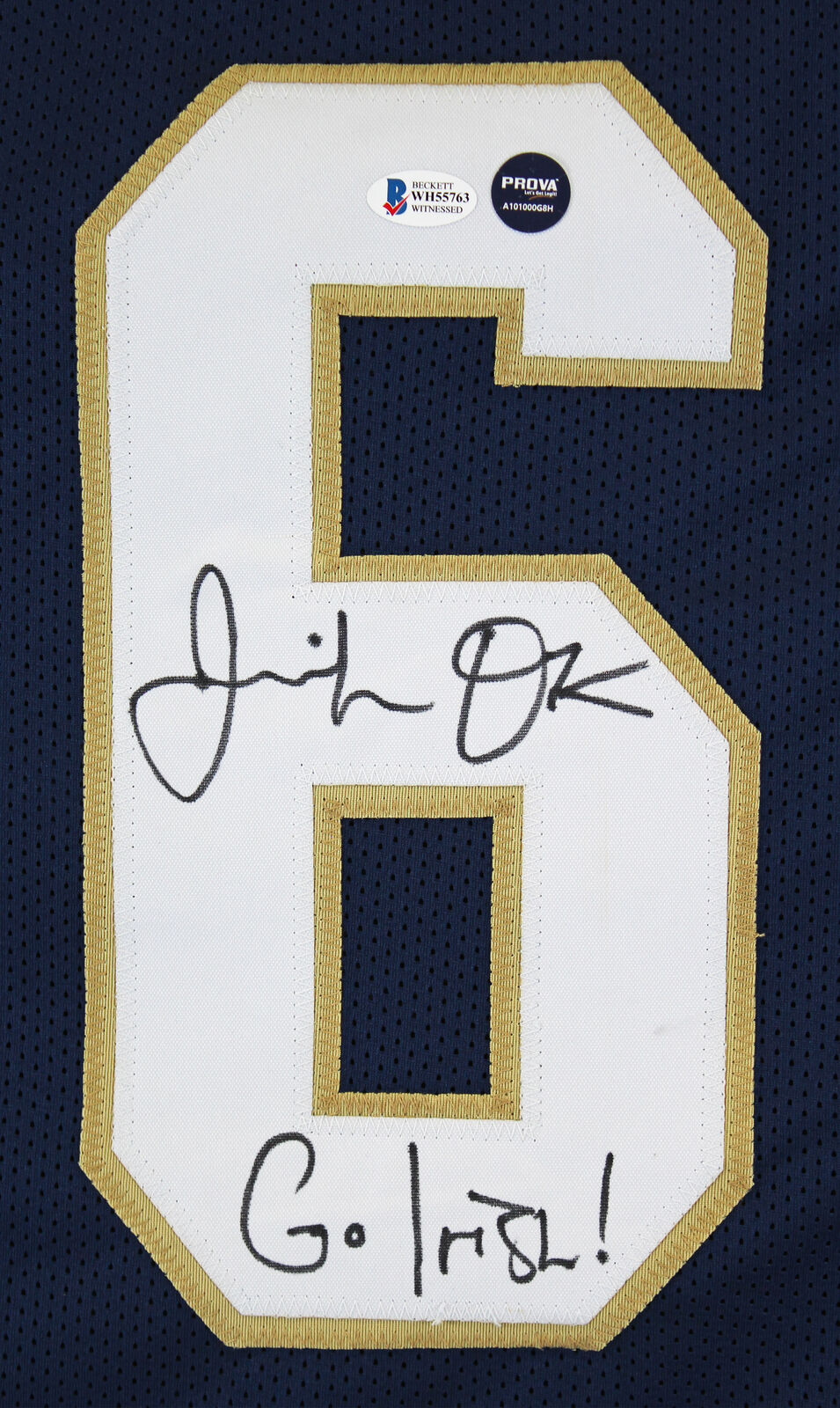 Authentic Jeremiah Owusu Koramoah Autographed Notre Dame Fighting Irish Blue Home Jersey - Perfect for Collectors, Fans & Game Day Memorabilia
