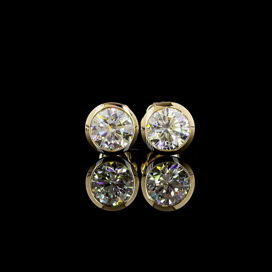 2.1 Carat Lab Grown Round Diamond Stud Earrings - F Color VVS1 Clarity in 14K Yellow Gold | Perfect for Weddings, Anniversaries & Special Occasions