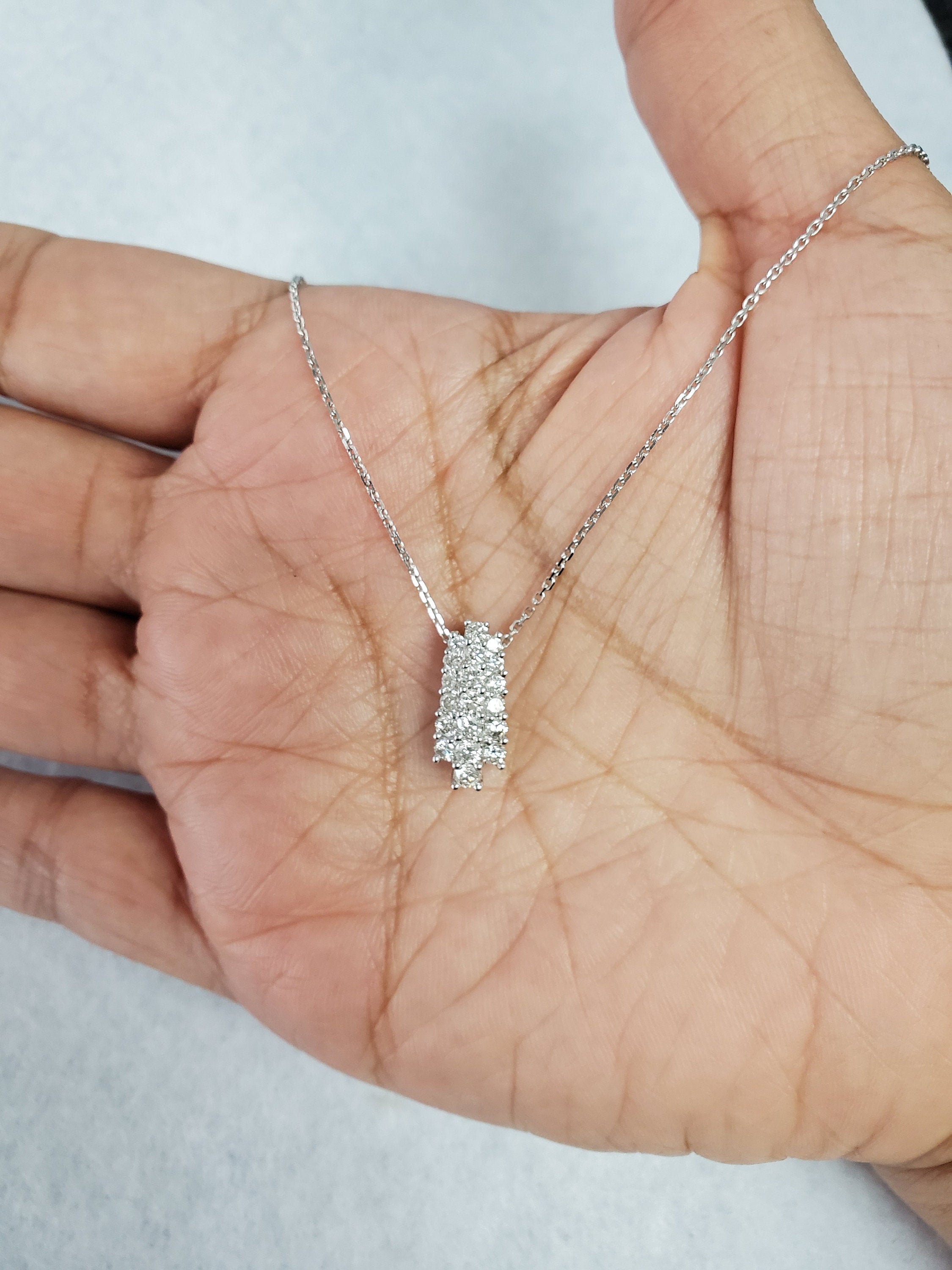 0.80 Carat Cluster Diamond Necklace in 14K White Gold - Elegant Jewelry for Women, Perfect for Weddings, Anniversaries & Special Occasions